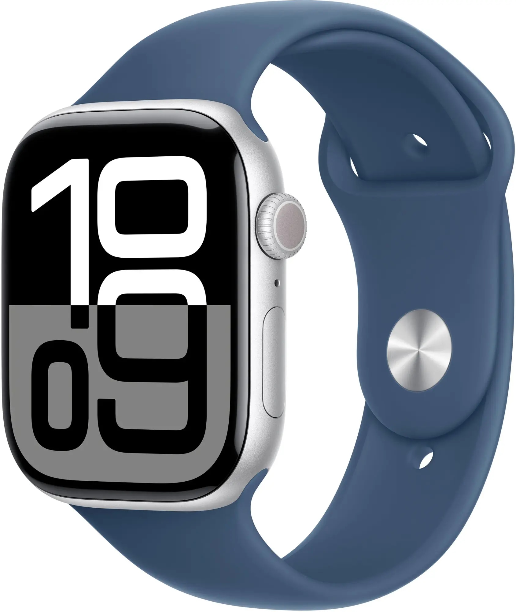 Apple Watch Series 10 GPS + Cellular 46mm Silver Aluminum Case with Denim Sport Band - M/L