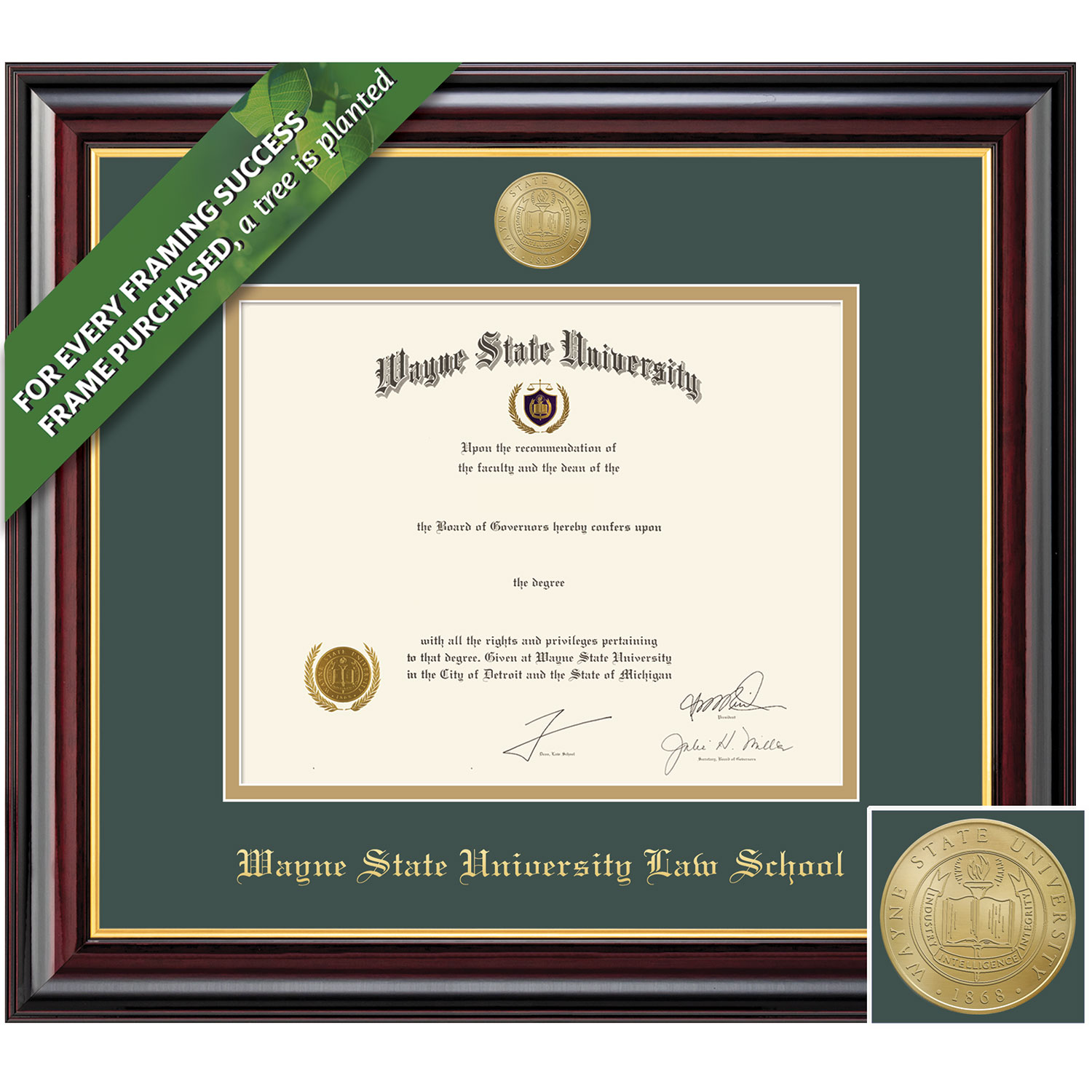 Framing Success 8 x 10 Windsor Gold Medallion Law Diploma Frame