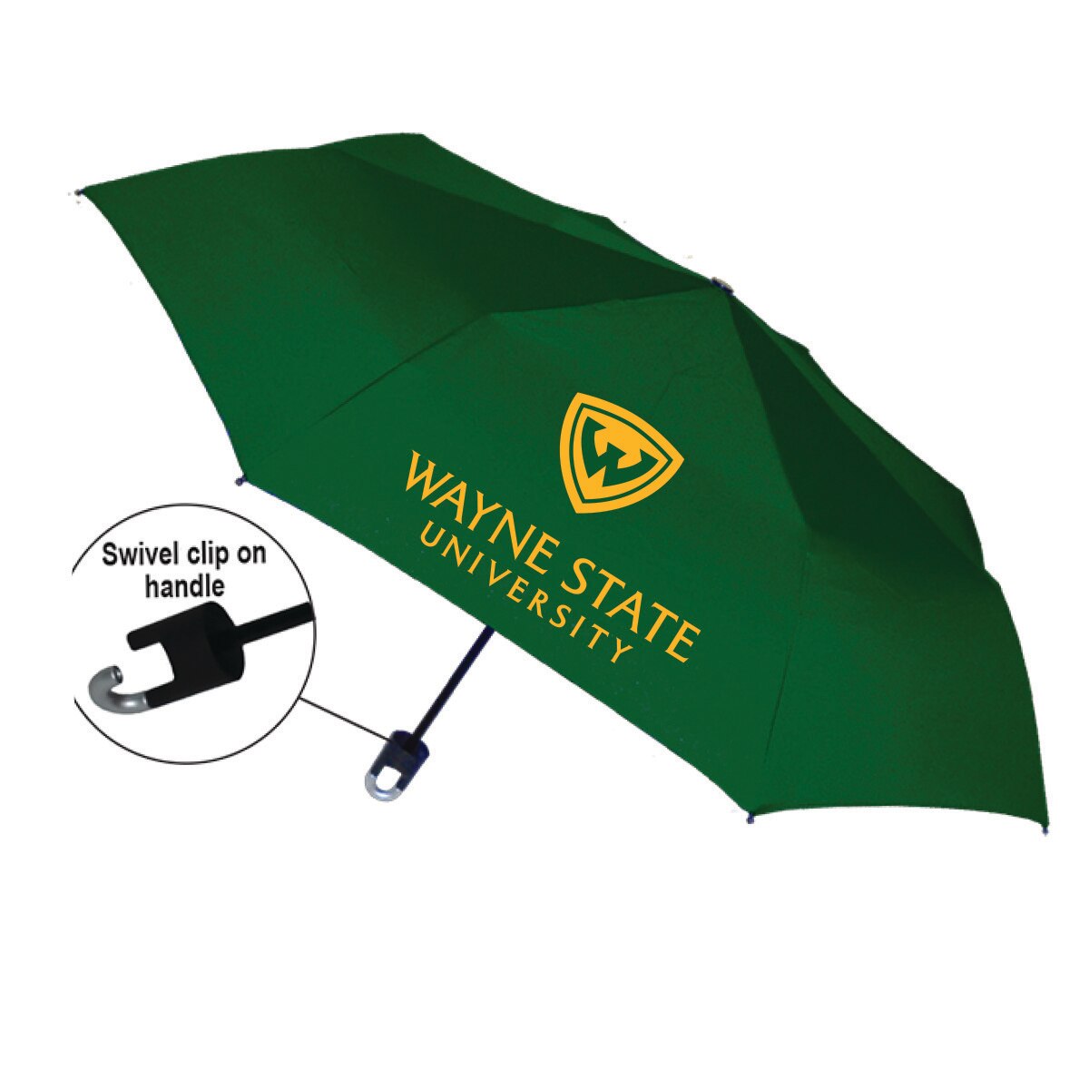 "Storm Clip" Mini Folding Emblematic Solid Umbrella 42" Coverage