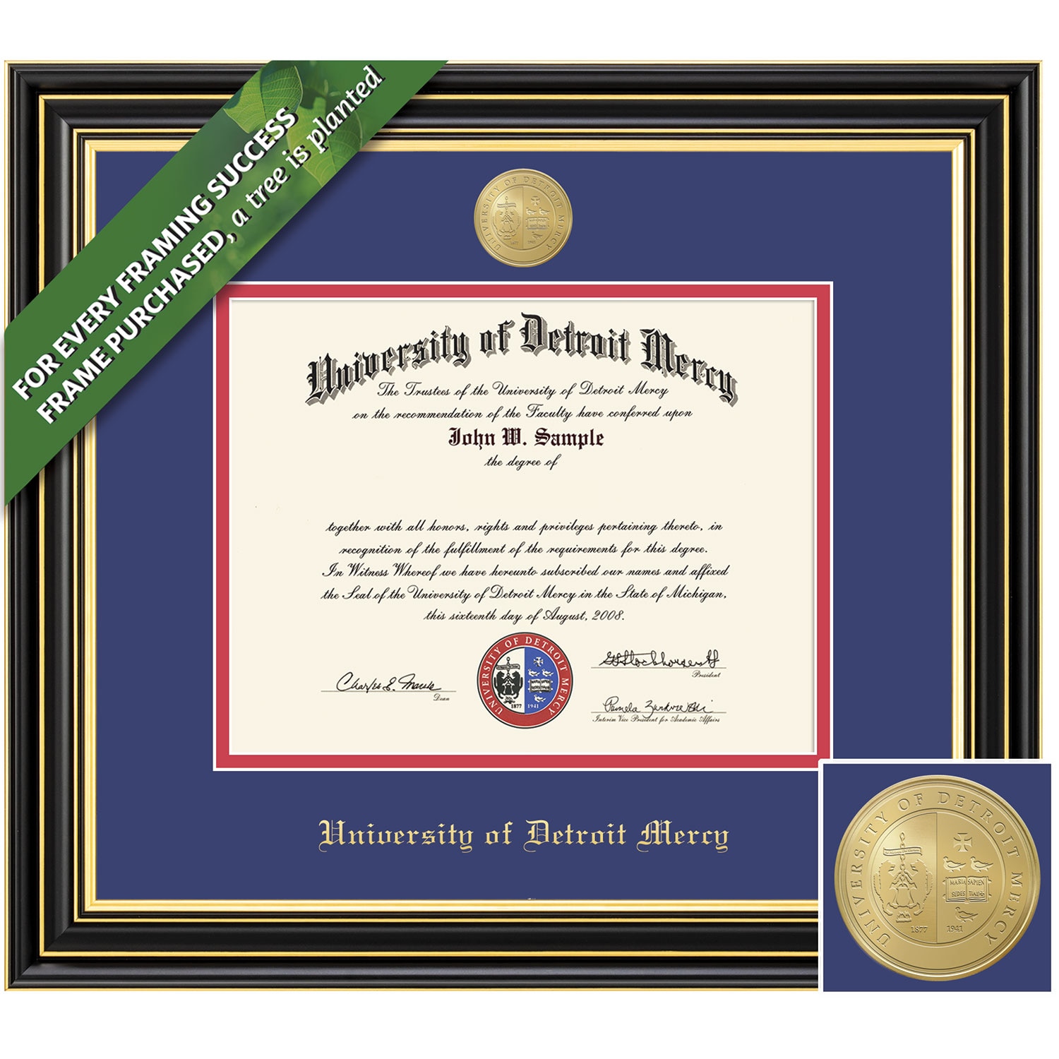 Framing Success 8.5 x 11 Prestige Gold Medallion Bachelors, Masters, PhD Diploma Frame