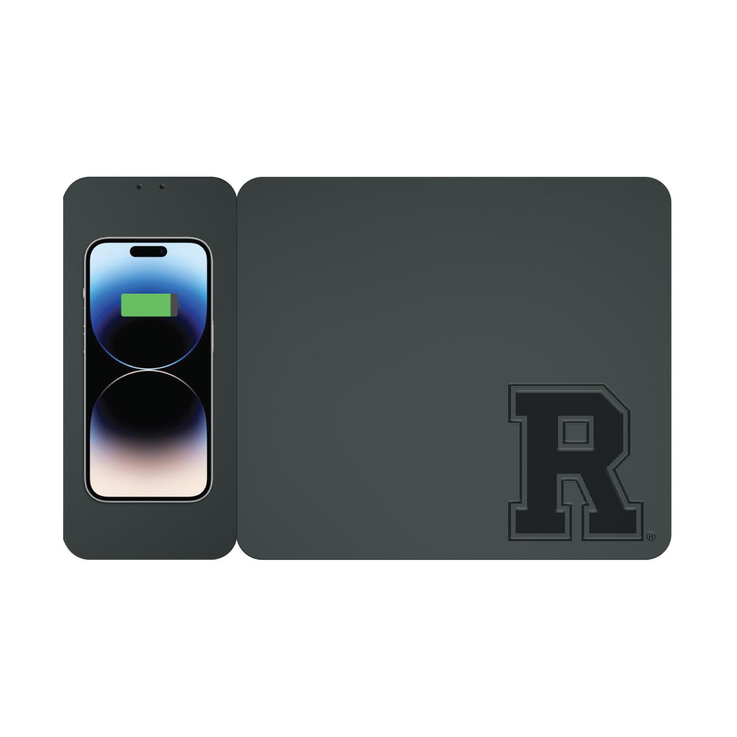University of Rochester Leather Wireless Charging Mouse Pad, Black, Alumni V2