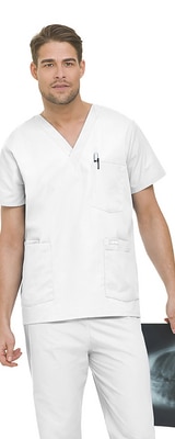 Landau Essentials Men's 5-Pocket V-Neck Scrub Top