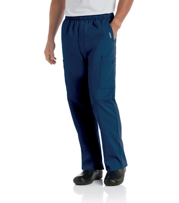 Landau Essentials Men's Straight-Leg Cargo Scrub Pants (Short Sizes)