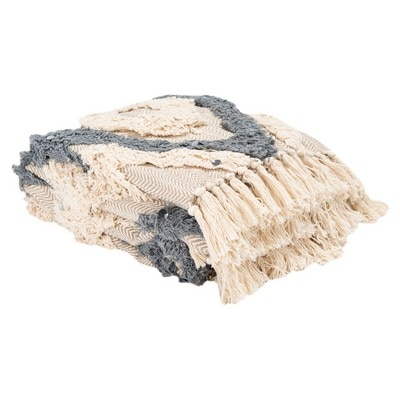 Safavieh Lila Grace Throw Blanket Grey/Beige