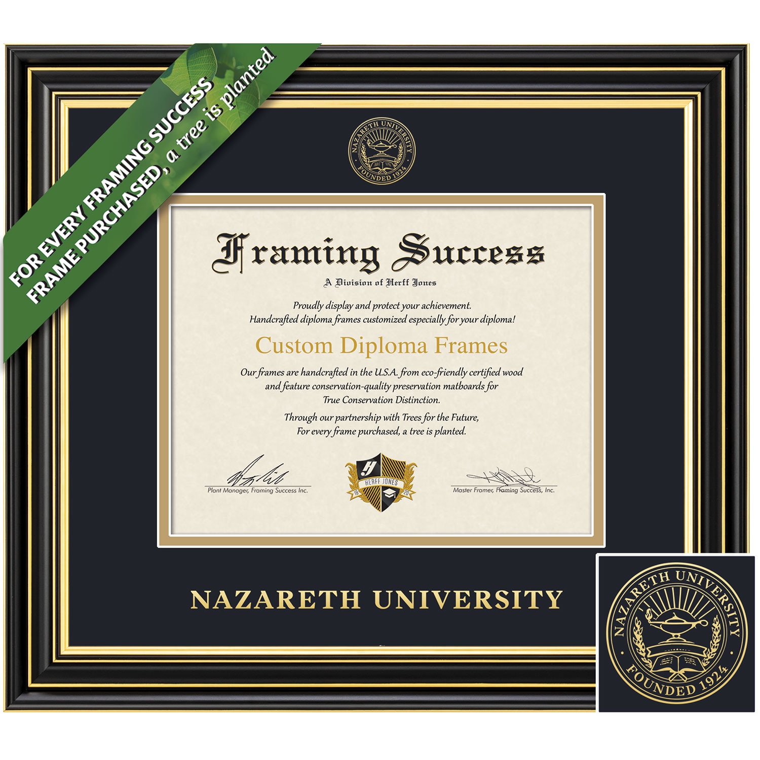 Framing Success 8 x 10 Prestige Gold Embossed School Seal Bachelors, Masters, Doctorate Diploma Frame