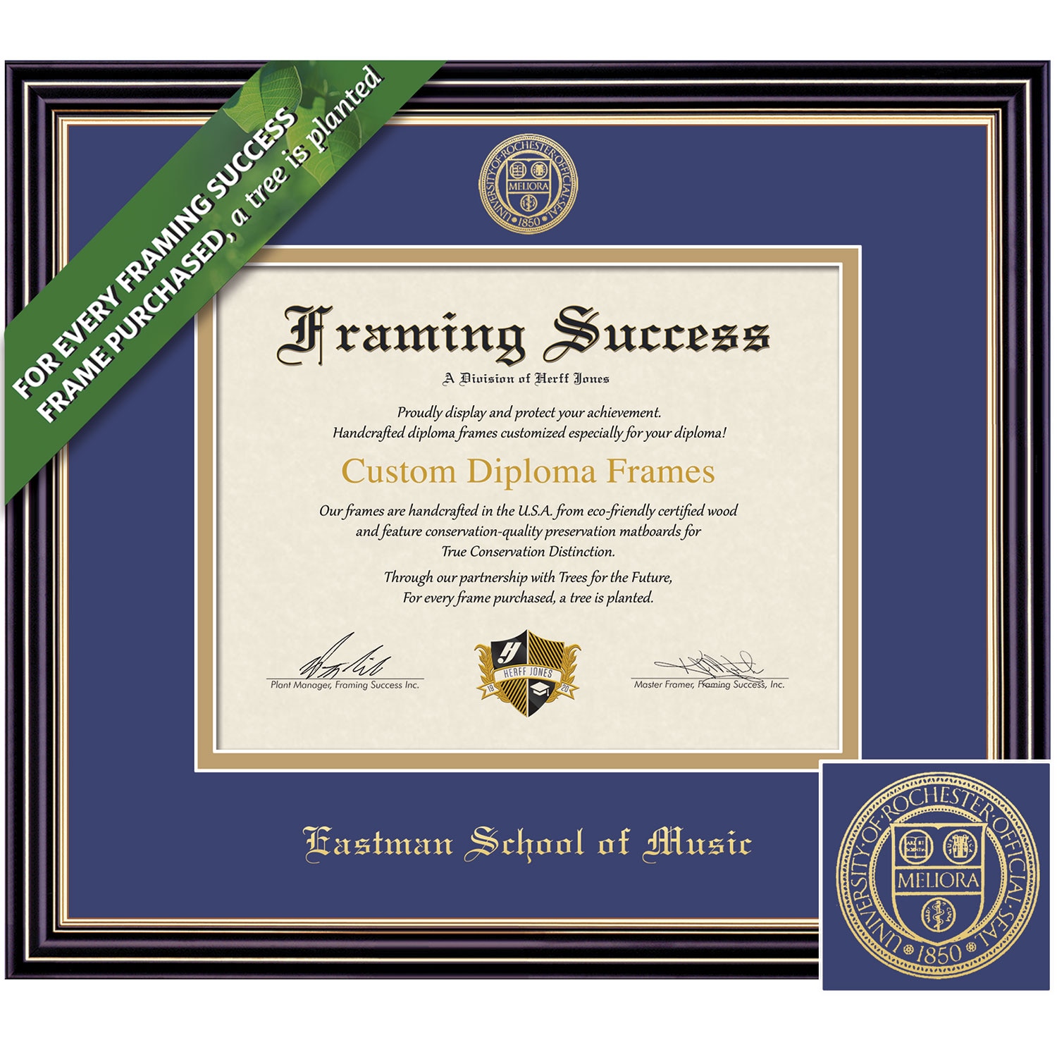 Framing Success 8.5 x 11 Prestige Gold Embossed School Seal Bachelors, Masters, Doctor of Musical Arts Diploma Frame