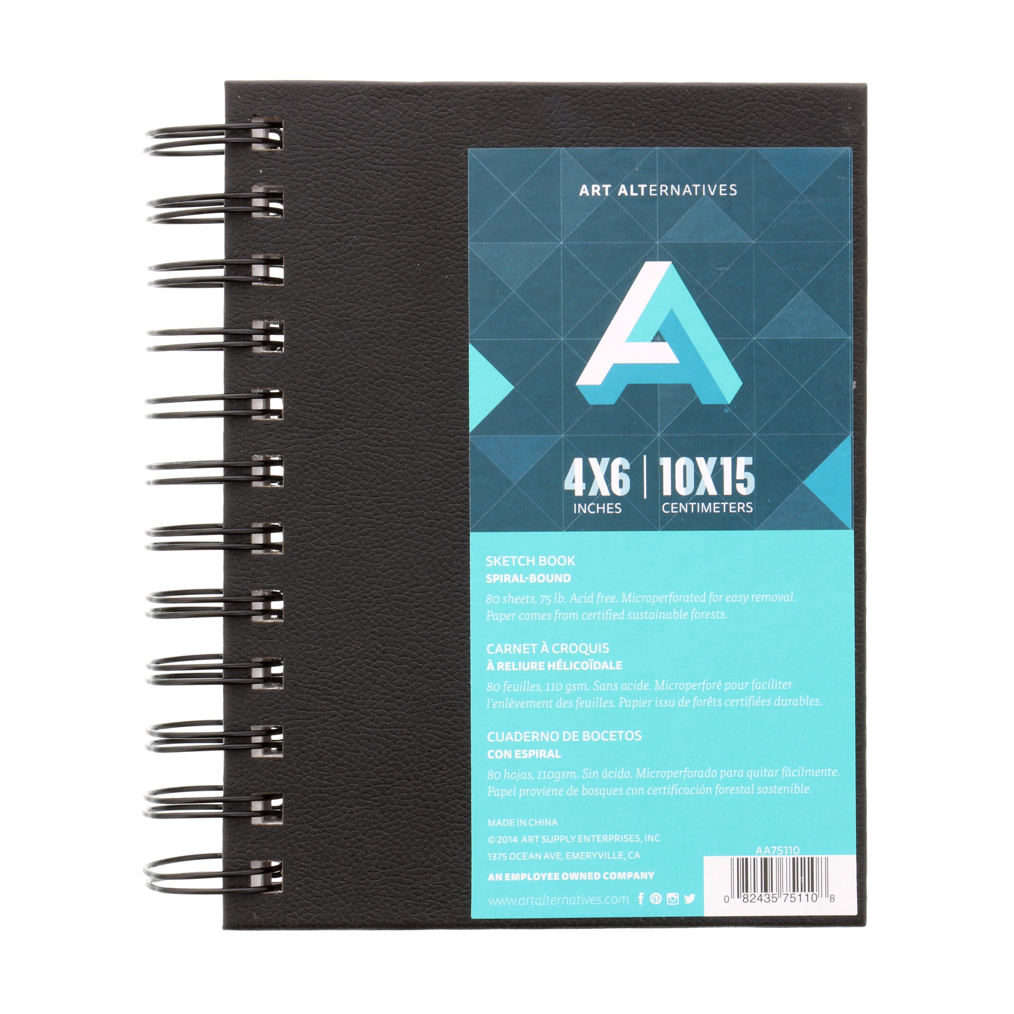 Art Alternatives Spiral-Bound Sketch Book, 4" x 6"