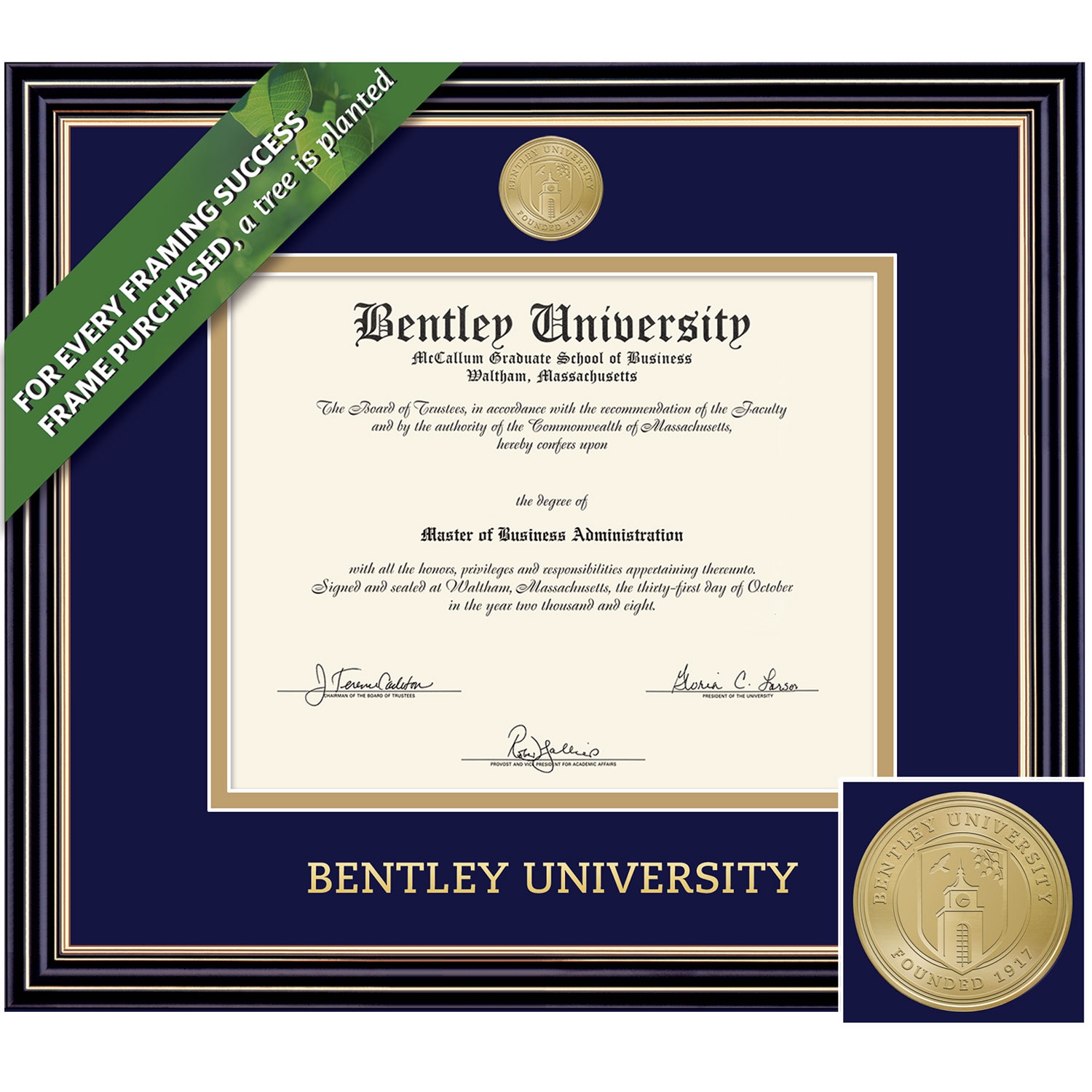 Framing Success 11 x 14 Prestige Gold Medallion Bachelors, Masters, PhD Diploma Frame