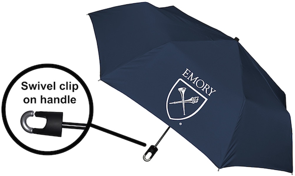 Emory University "Storm Clip" Mini Folding Emblematic Solid Umbrella 42" Coverage