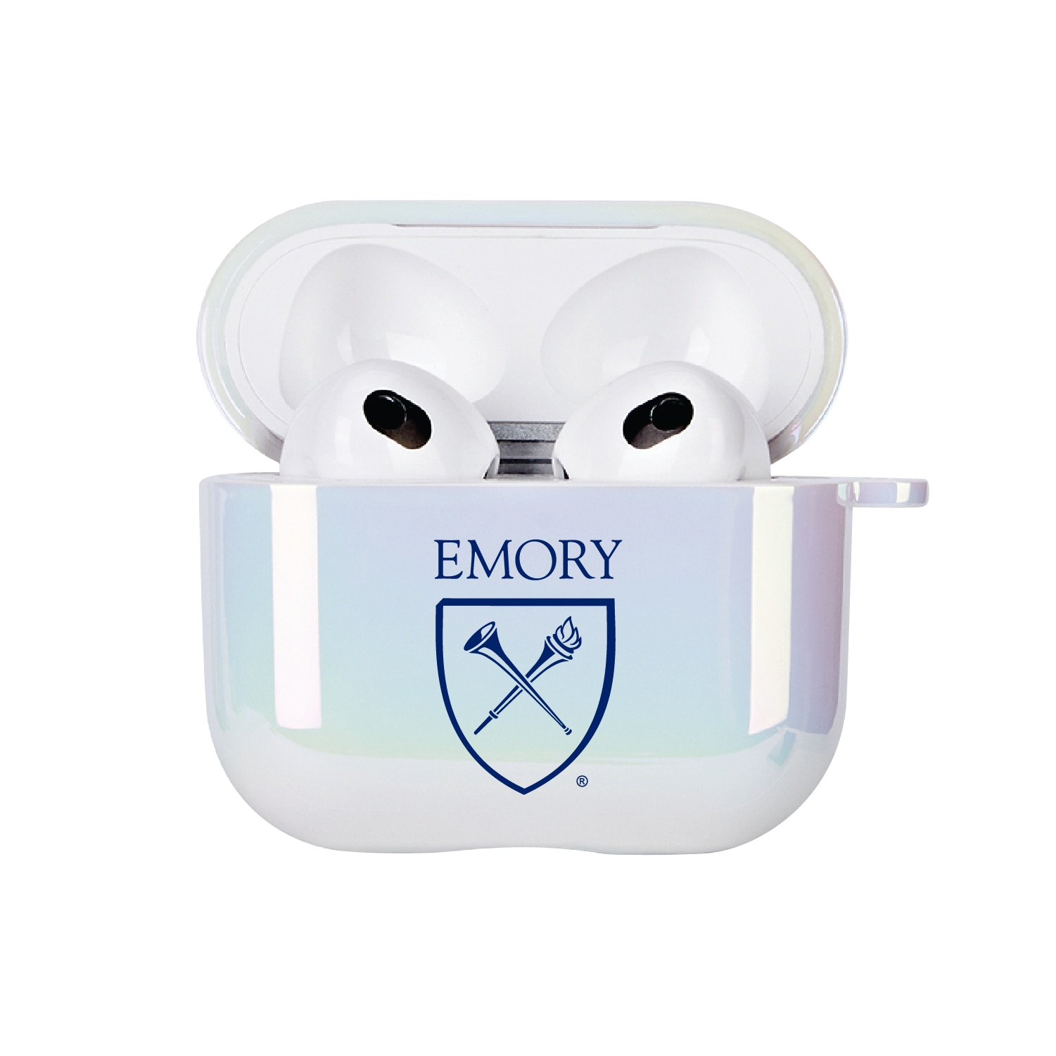 Emory University - Airpod 3rd Gen Case (TPU), Iridescent White, Classic V1