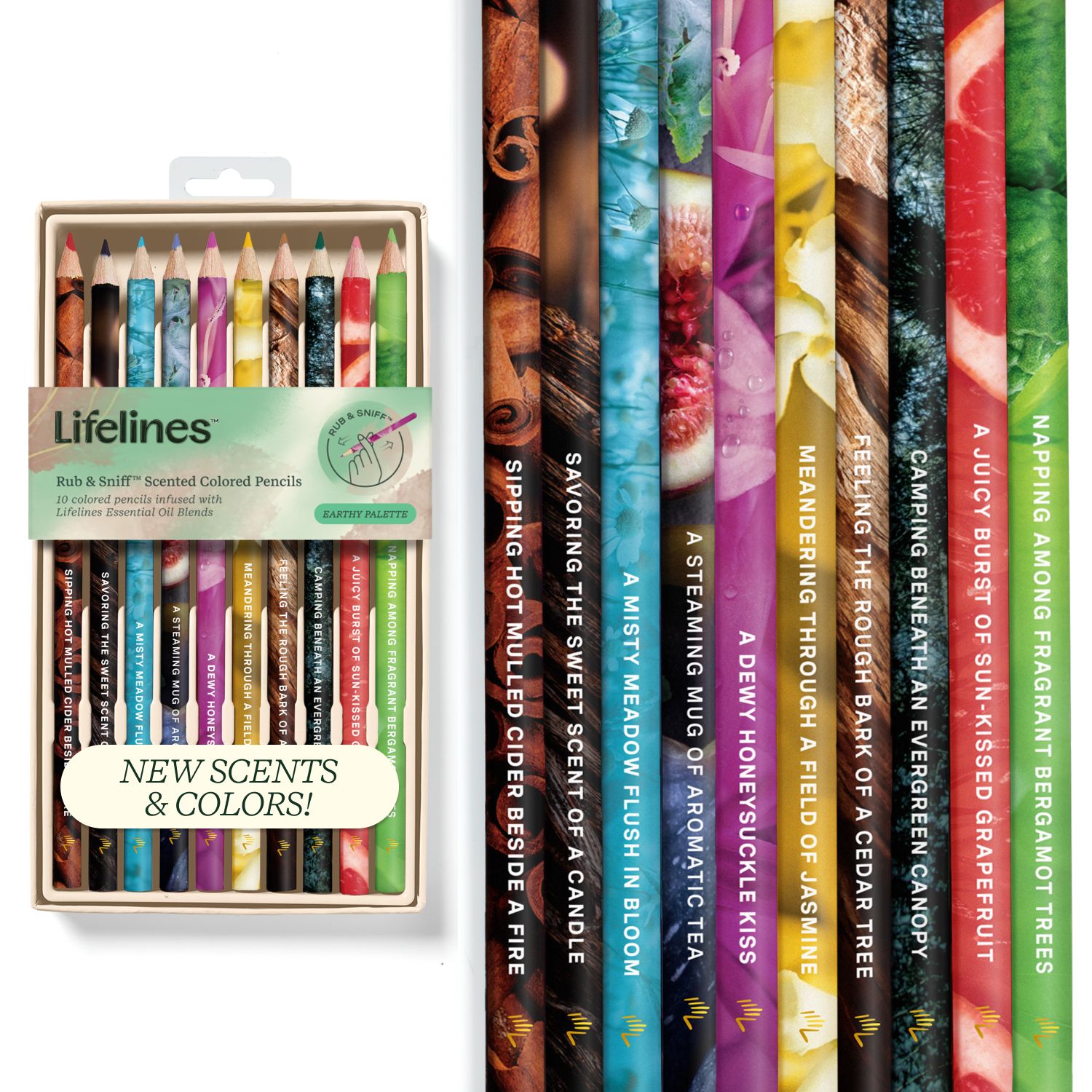 Lifelines Rub & Sniff Scented Colored Pencils - Earth Tones 10 Pack