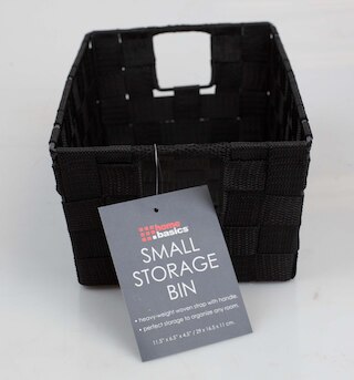 Tan Woven Strap Bin Small