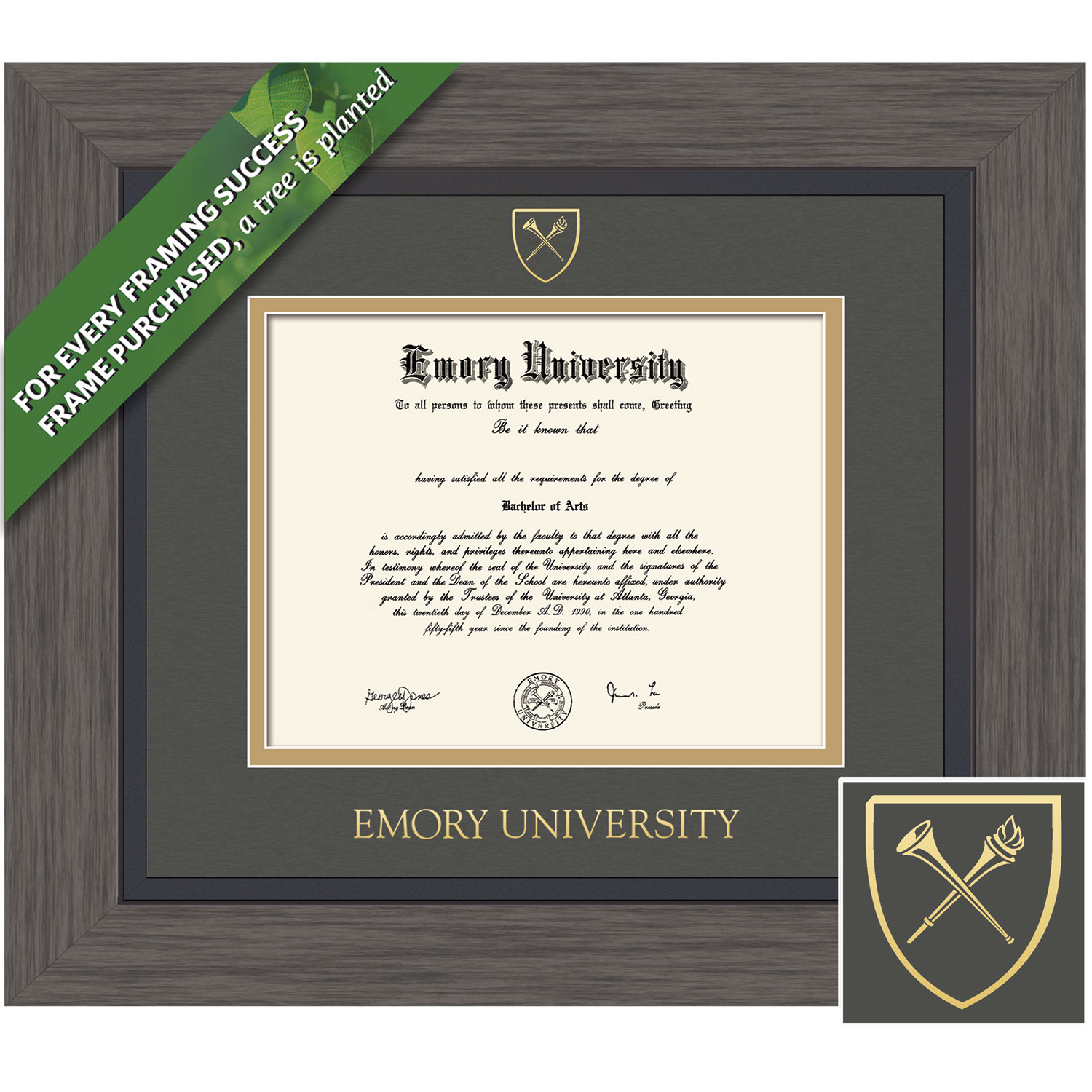 Framing Success 14 x 17 Greystone Gold Embossed School Seal Bachelors, Masters Diploma Frame