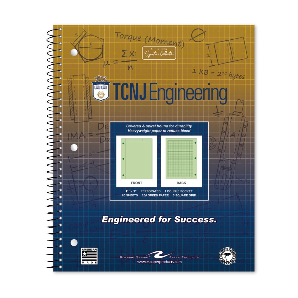 School Spirit Engineering Notebook, Green Tint 20# Paper with 1 Double Pocket