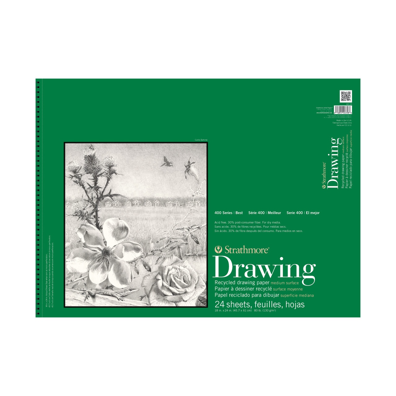 Strathmore Drawing Paper Pad, 400 Series, 18" x 24" , Recycled
