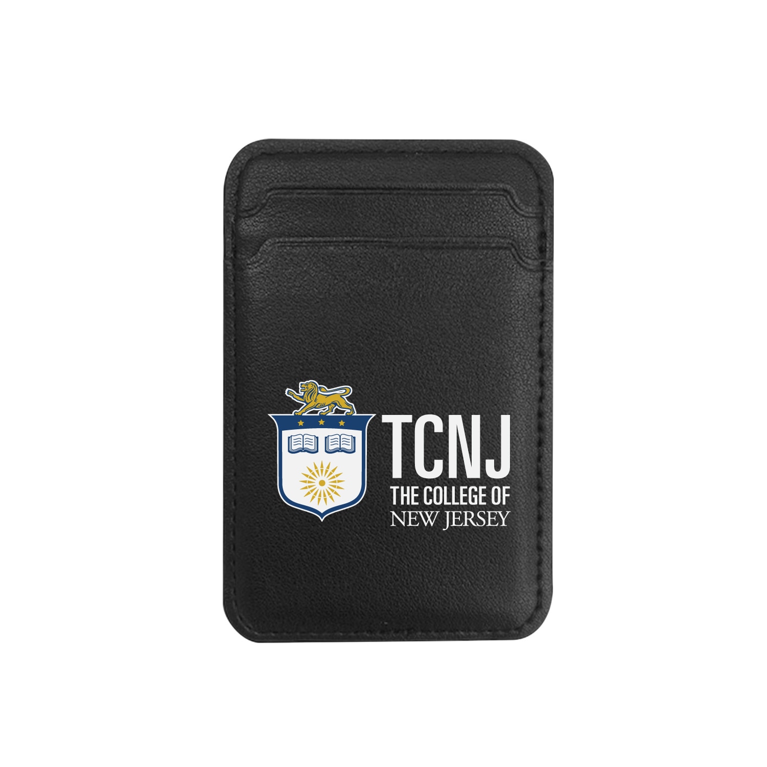 The College of New Jersey - Leather Wallet Sleeve (Top Load, Mag Safe), Black, Classic V1