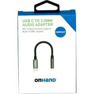 Image 1: OnHand Audio Adapter USB-C to 3.5mm, Black