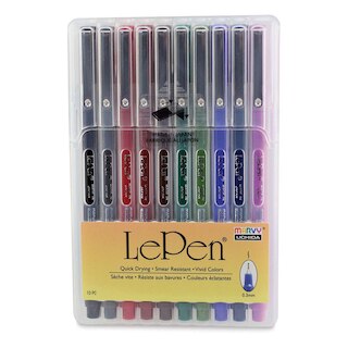 Le Pen 10 Piece Set Dark: Black, Red, Blue, Green, Brown, Lavender, Olive Green, Dark Grey, Burgundy, Oriental Blue