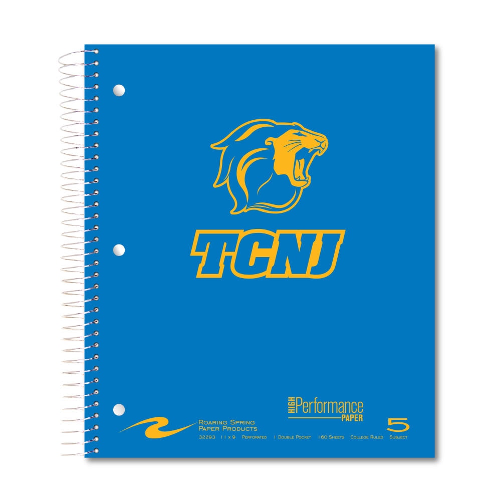 Roaring Premium 5 Subject Notebook, 8.5x11 College Ruled 20lb Paper, Pressboard Foil Cover