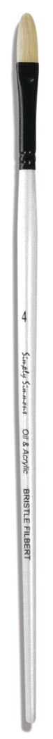 Robert Simmons Simply Simmons Long Handle Brush, Bristle Filbert, 4