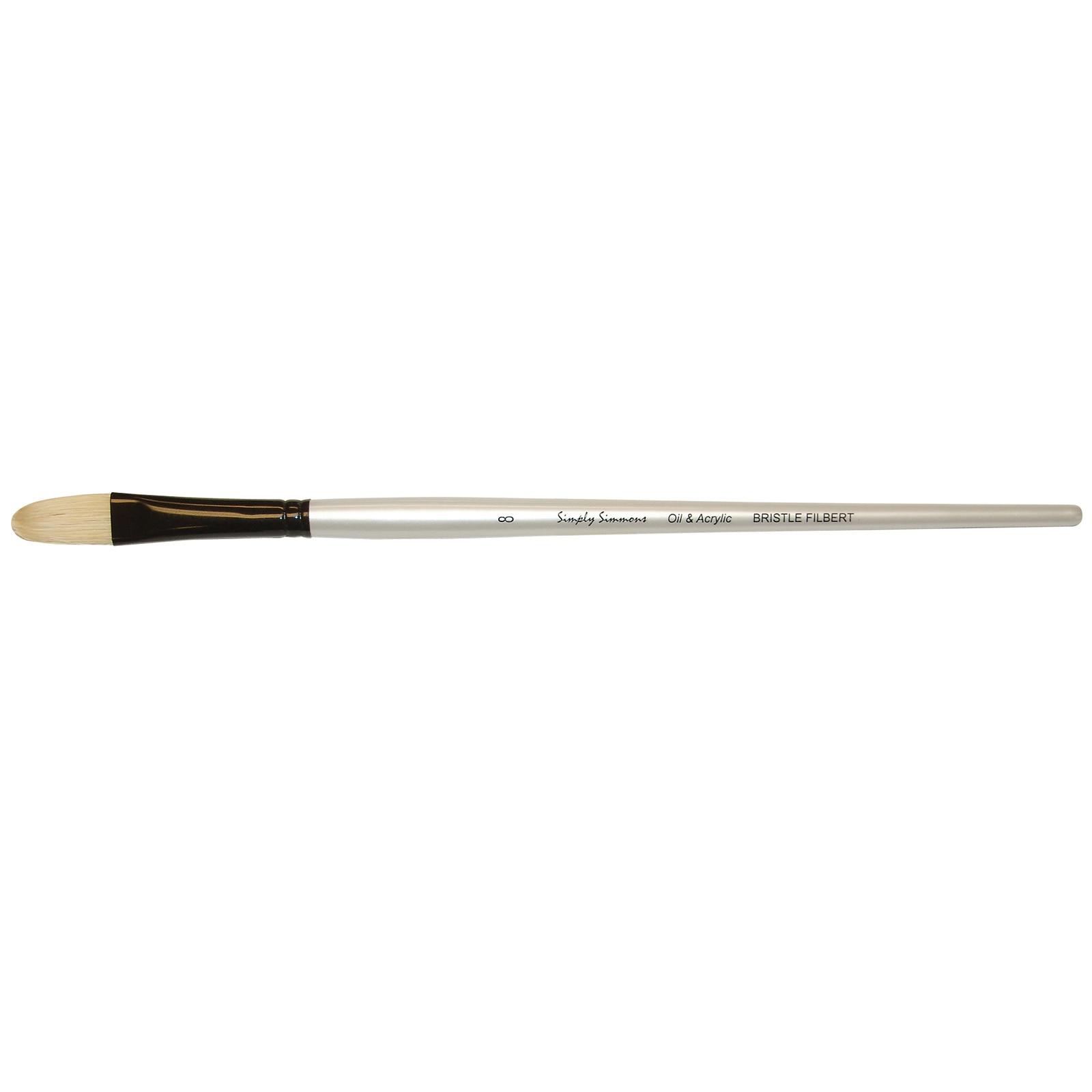 Robert Simmons Simply Simmons Long Handle Brush, Bristle Filbert, 8