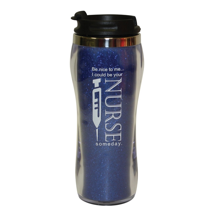 Nurse Glitter Travel Mug Blue