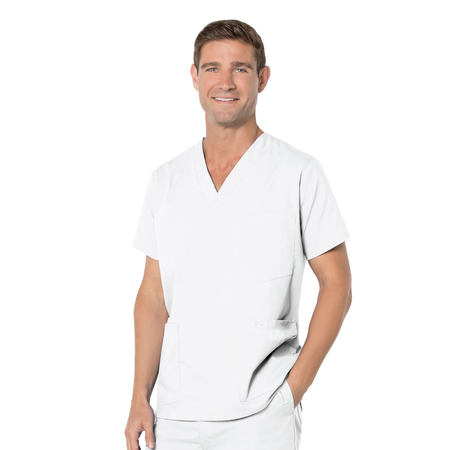 Landau Essentials Men's 5-Pocket V-Neck Scrub Top