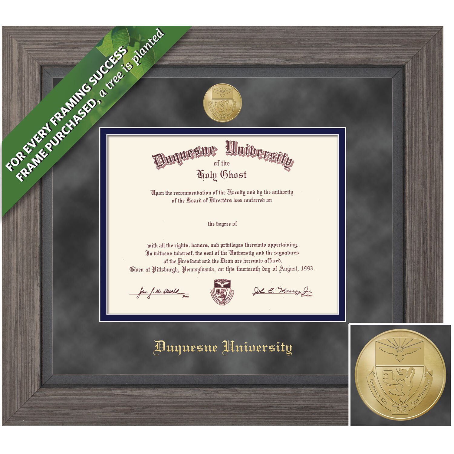 Framing Success 8.5 x 11 Greystone Gold Medallion Bachelors, Masters Diploma Frame