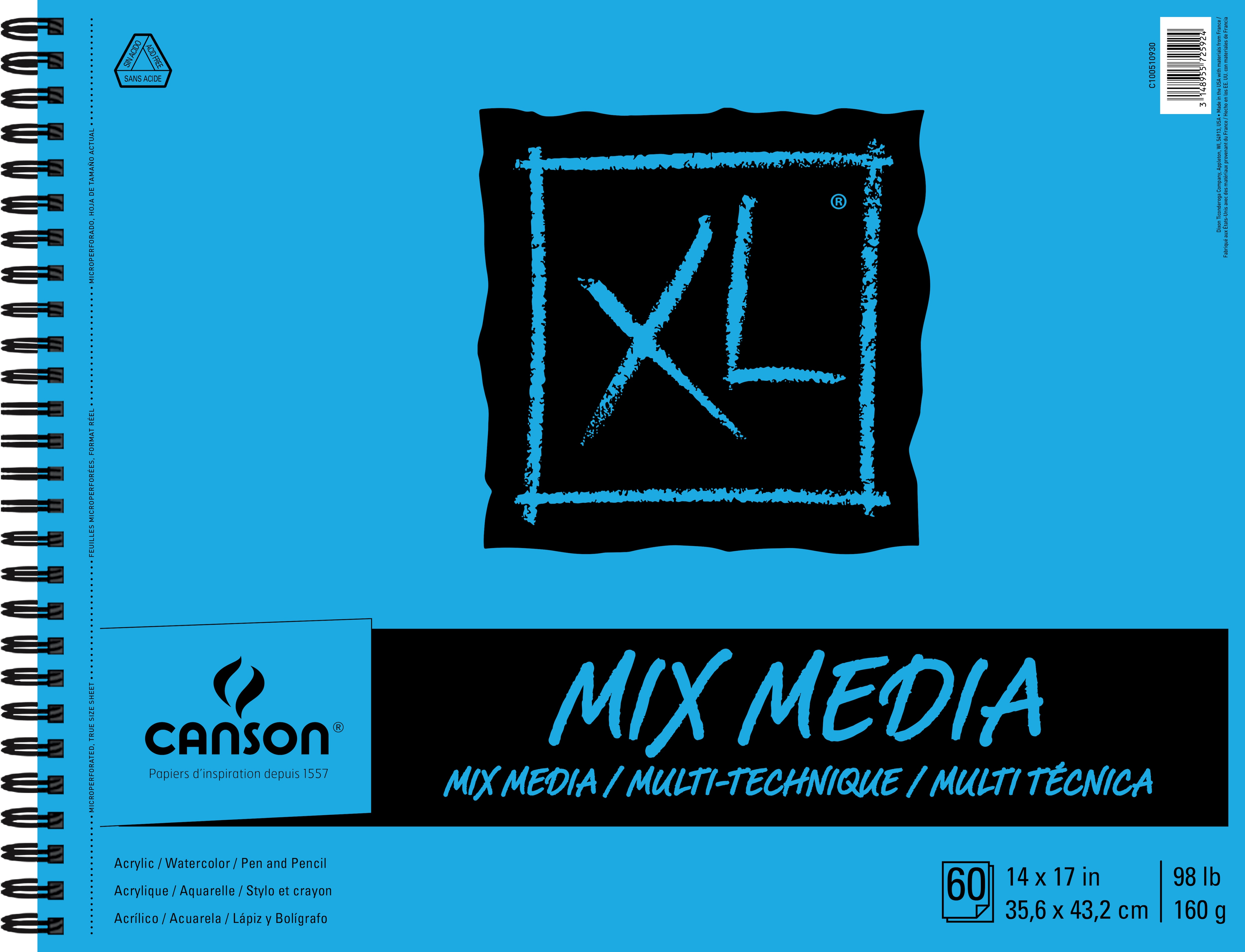 Canson XL Mix Media Pad, 14in x 17in 60 Sheets/Pad