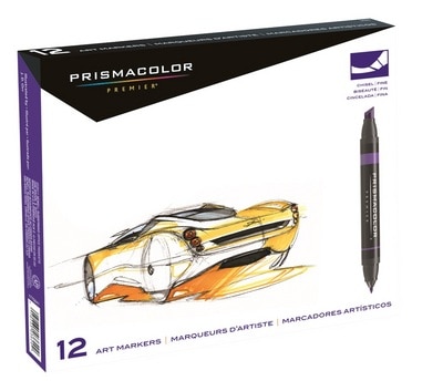 Prismacolor Premier Double-Ended Art Marker Set, Chisel-Fine, 12-Colors, Primary Colors