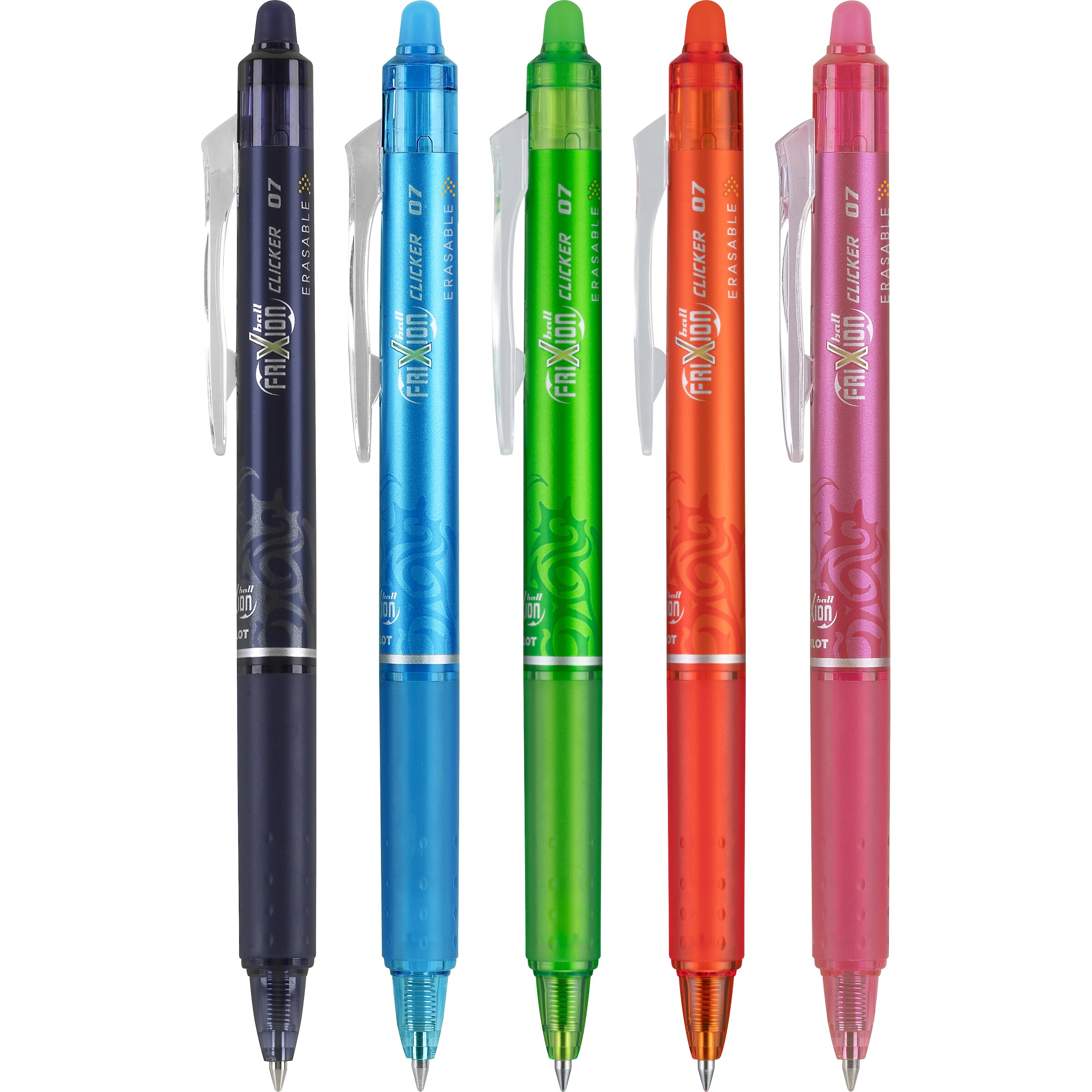 Pilot Frixion Clicker Erasable Gel Pen Fine 0.7mm 5Pack Assorted