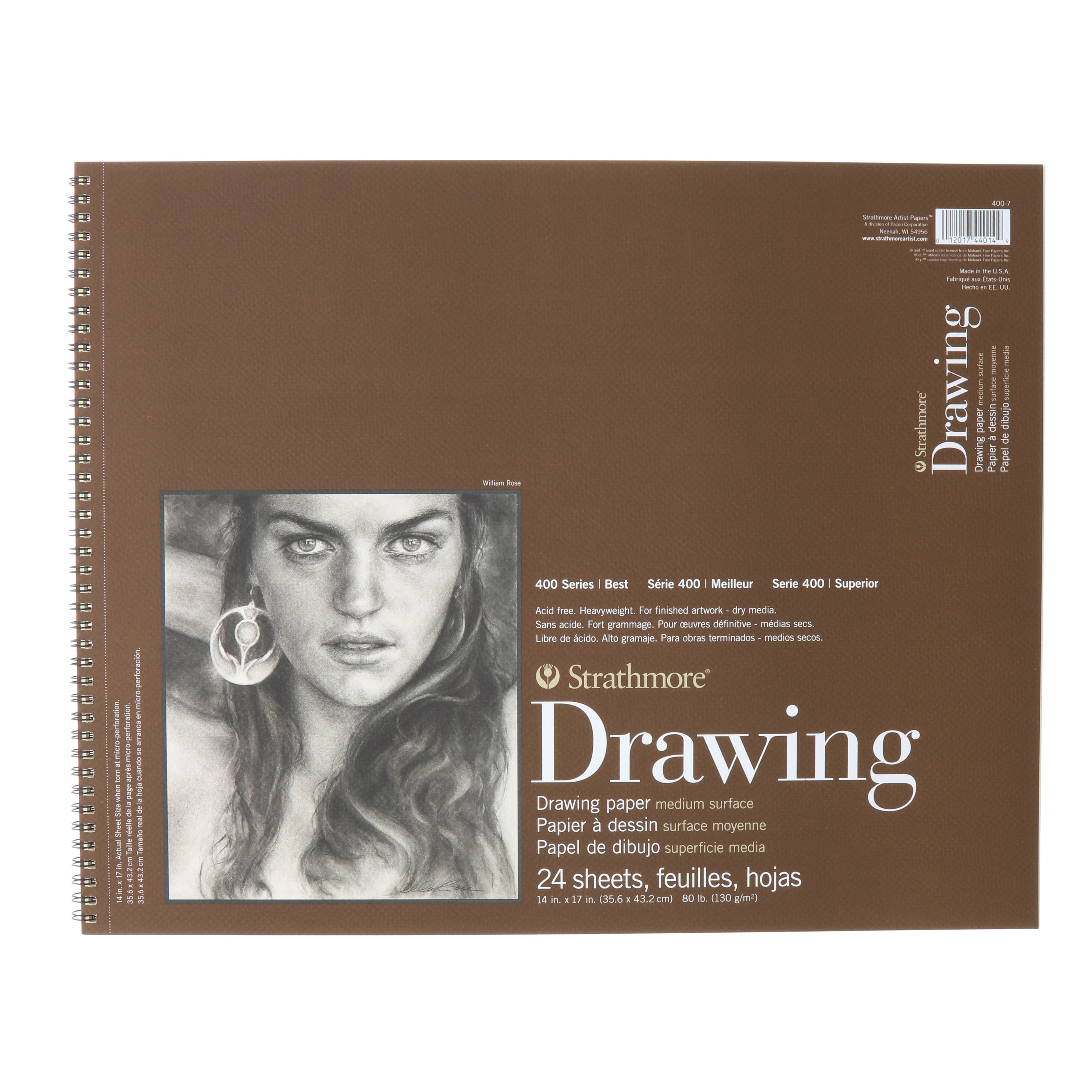 Strathmore Drawing Paper Pad, 400 Series, Medium Surface, 14" x 17"