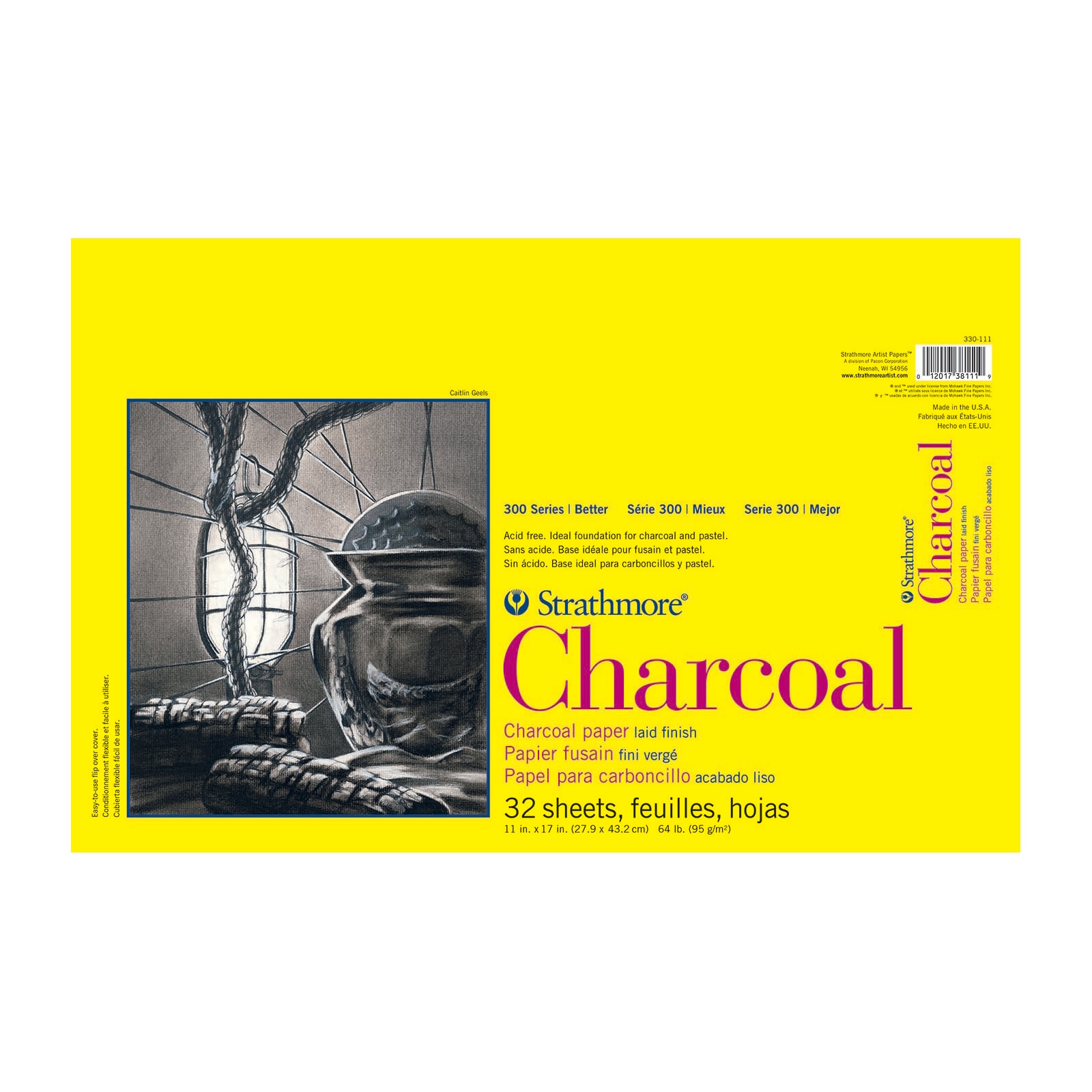 Strathmore Charcoal Paper Pad, 300 Series, 11" x 17", Tape-Bound