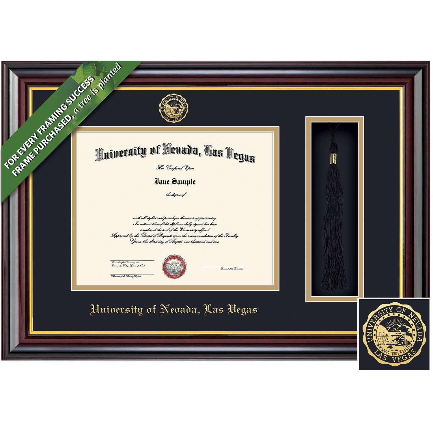 Framing Success 8.5 x 11 Windsor Gold Embossed School Seal Bachelors, Masters Diploma/Tassel Frame