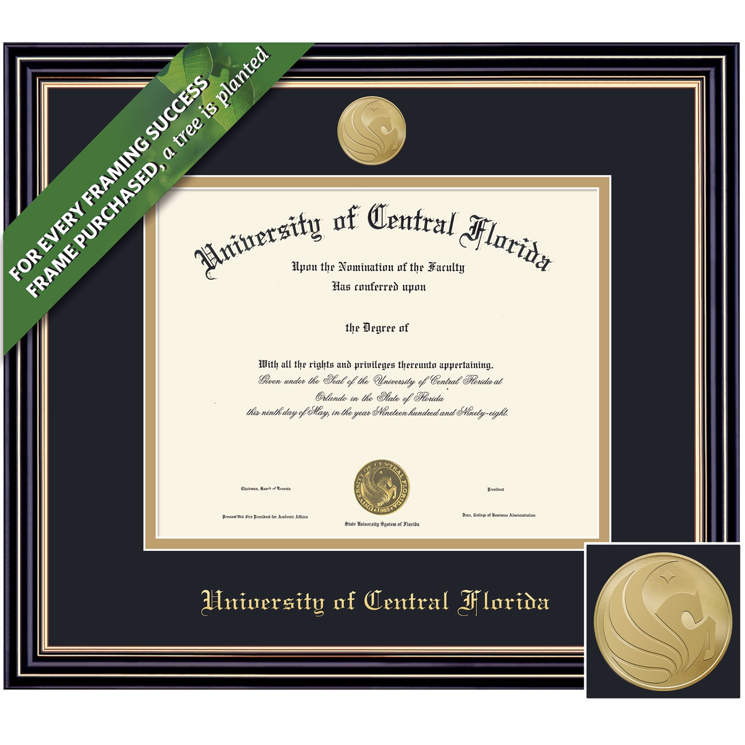 Framing Success 8.5 x 11 Prestige Gold Medallion Bachelors Diploma Frame