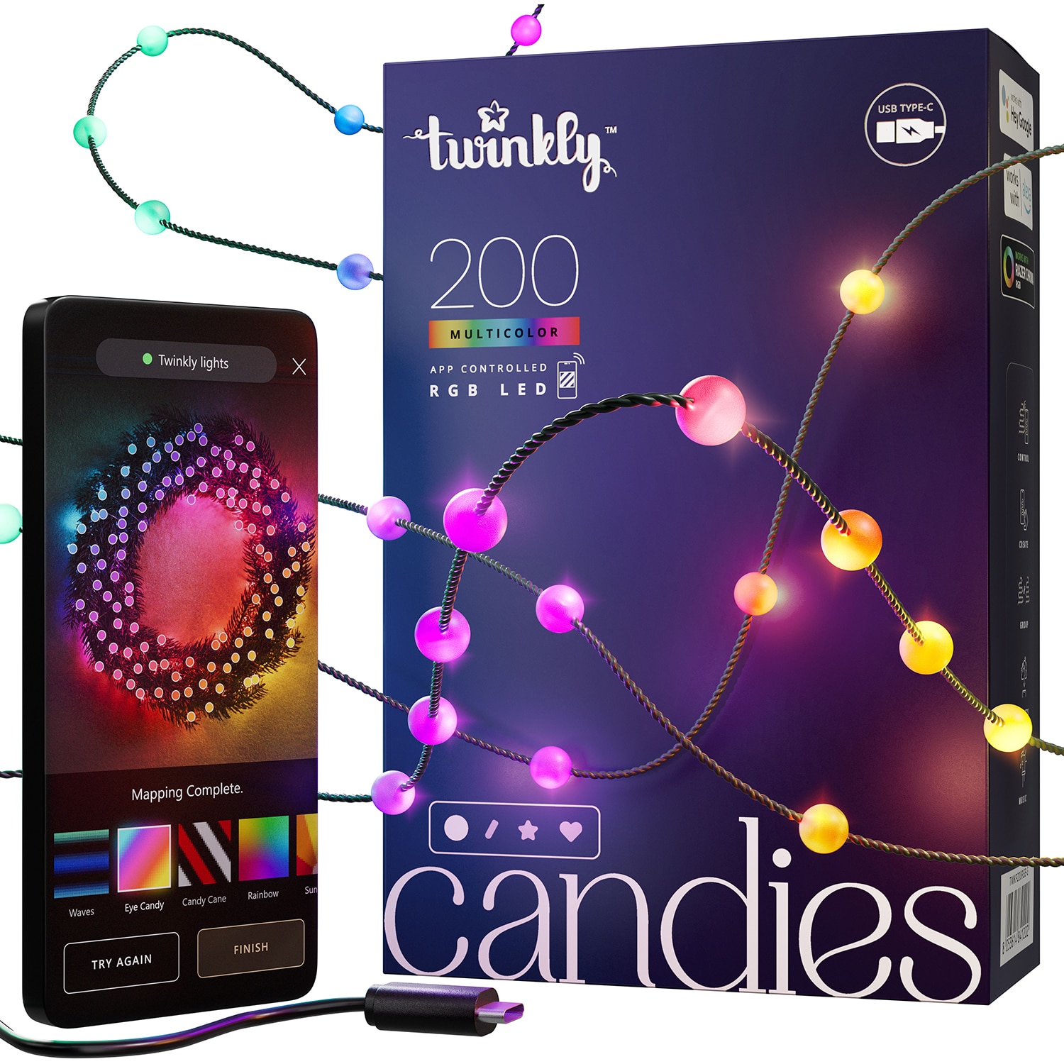 Candies Pearls Smart LED String Lights, 40Ft 200Ct