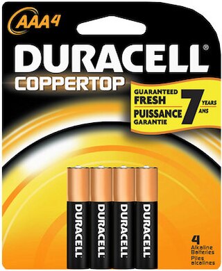 4 Pack of Duracell AAA Alkaline Batteries