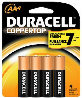 4 Pack of Duracell AA Alkaline Batteries