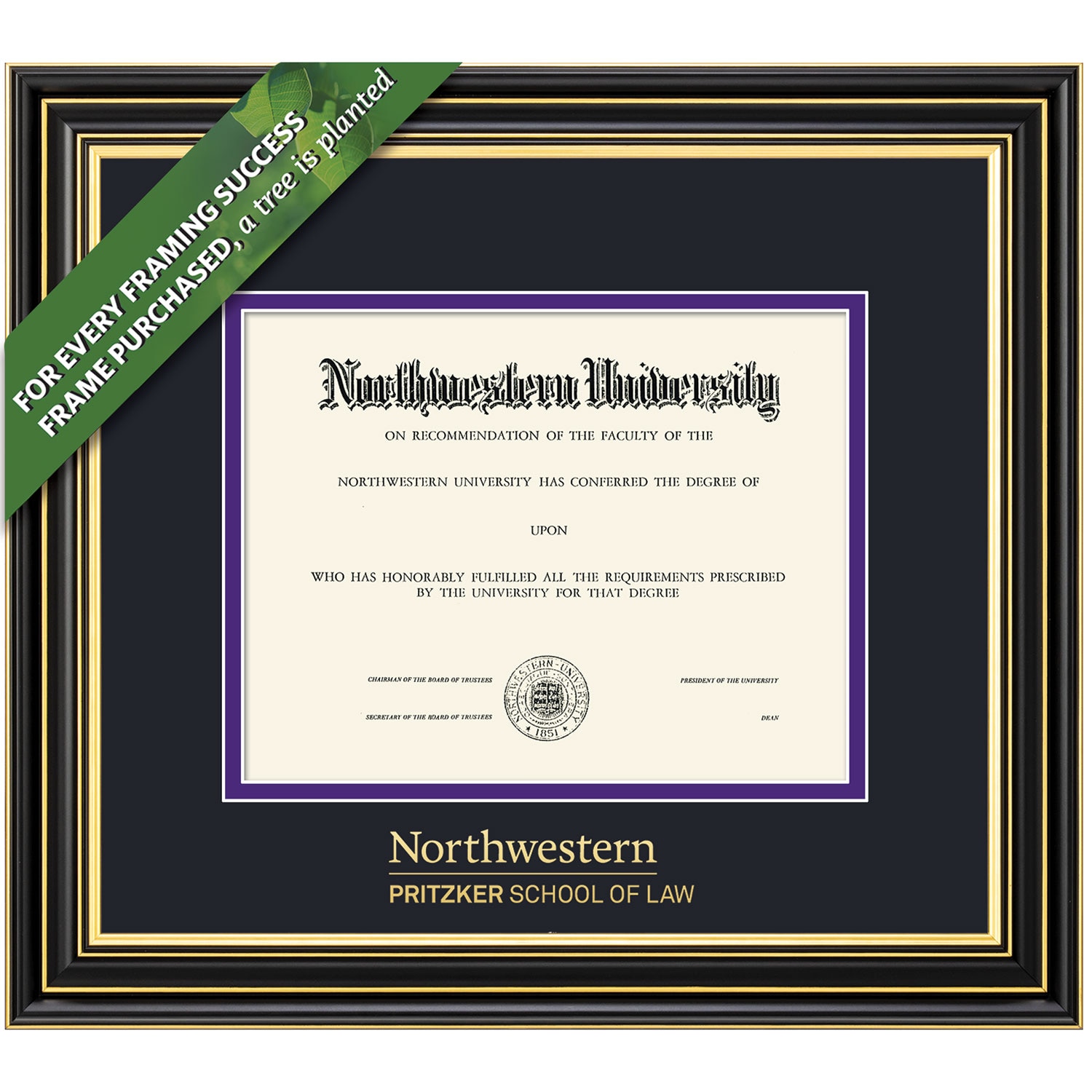 Framing Success 8.5 x 11 Prestige Gold Embossed School Name Pritzker Law Diploma Frame