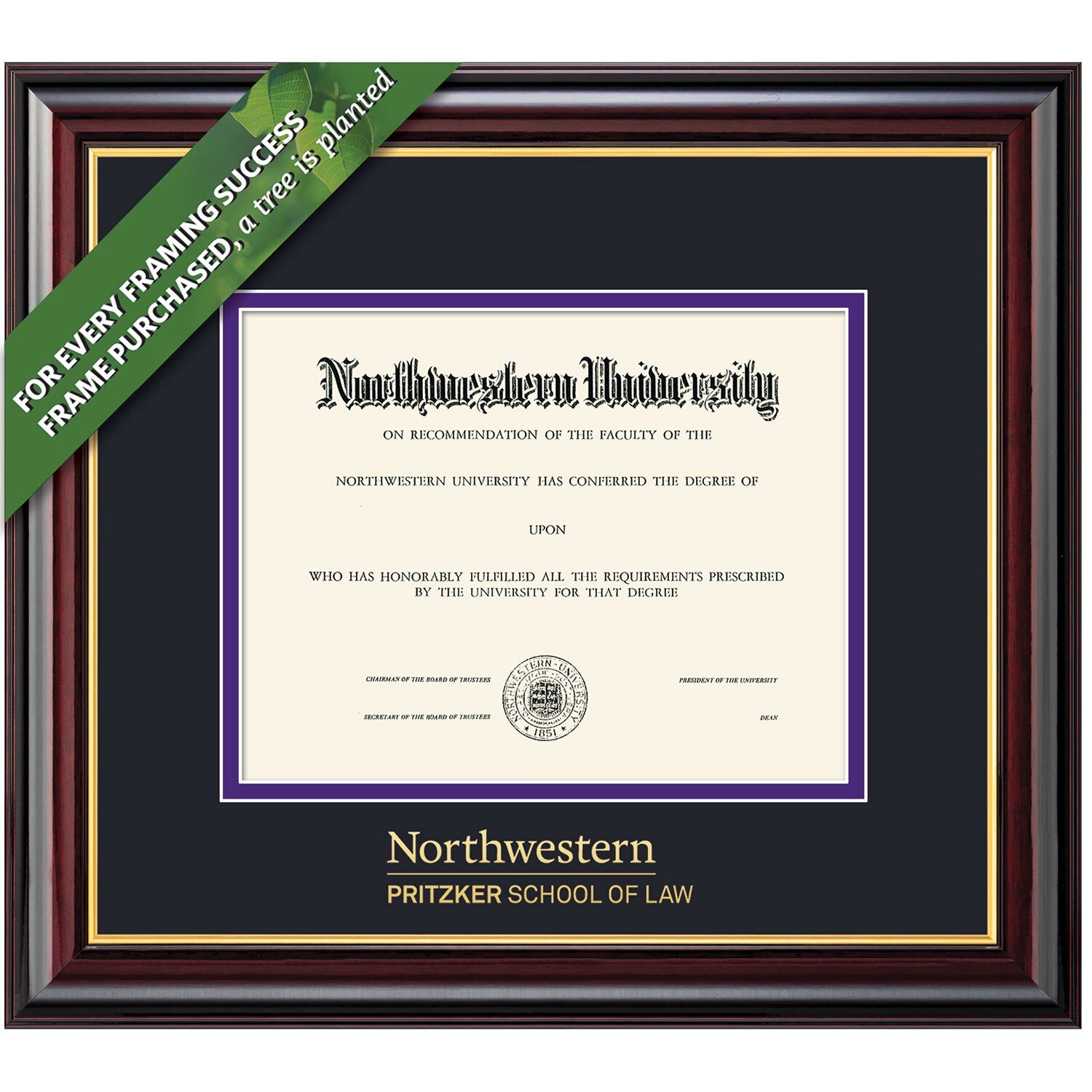 Framing Success 8.5 x 11 Windsor Gold Embossed School Name Pritzker Law Diploma Frame