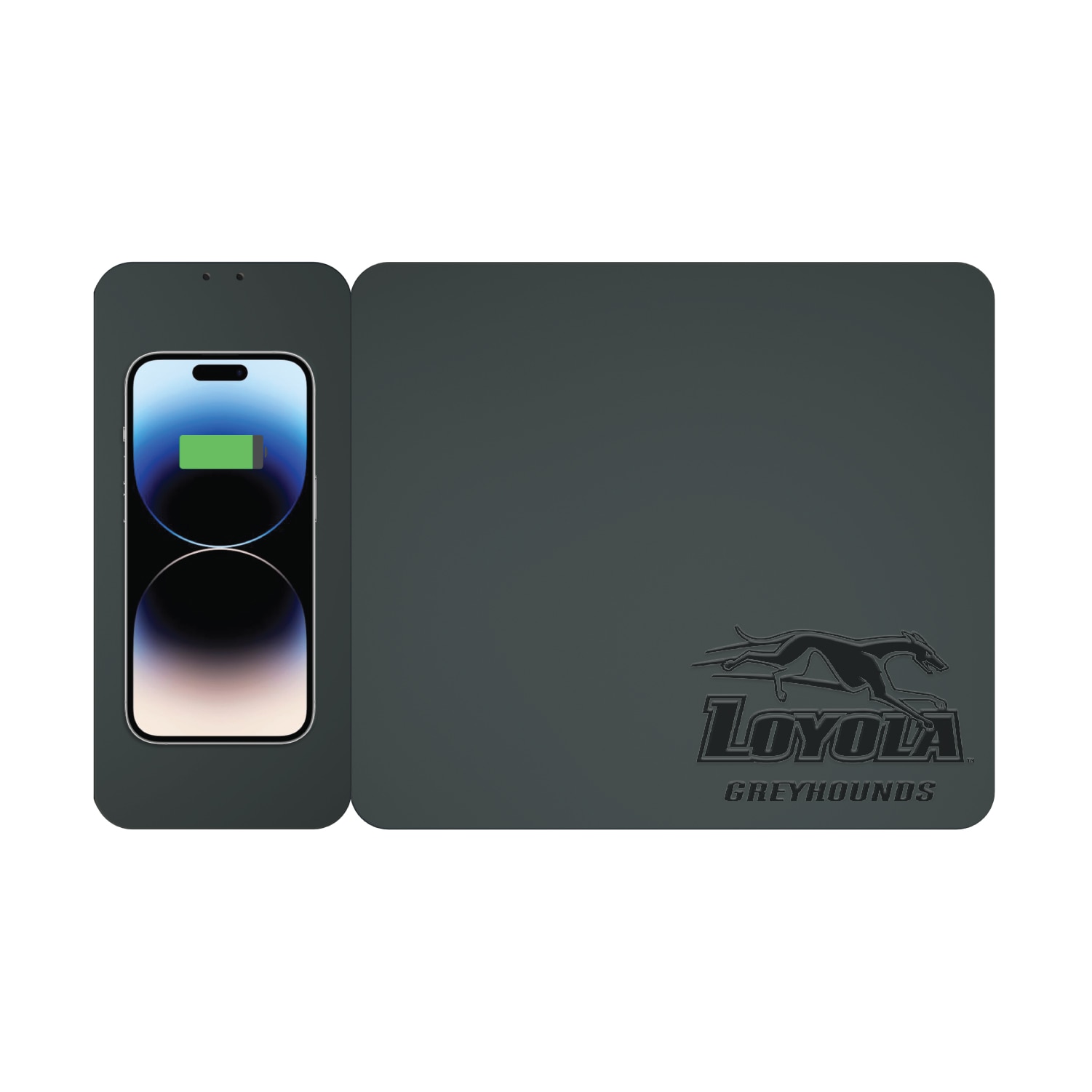 Loyola University Maryland Leather Wireless Charging Mouse Pad, Black, Alumni V2