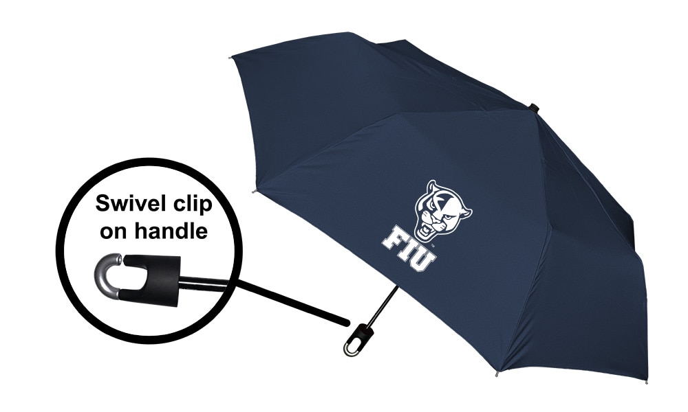 Florida International University "Storm Clip" Mini Folding Emblematic Solid Umbrella 42" Coverage