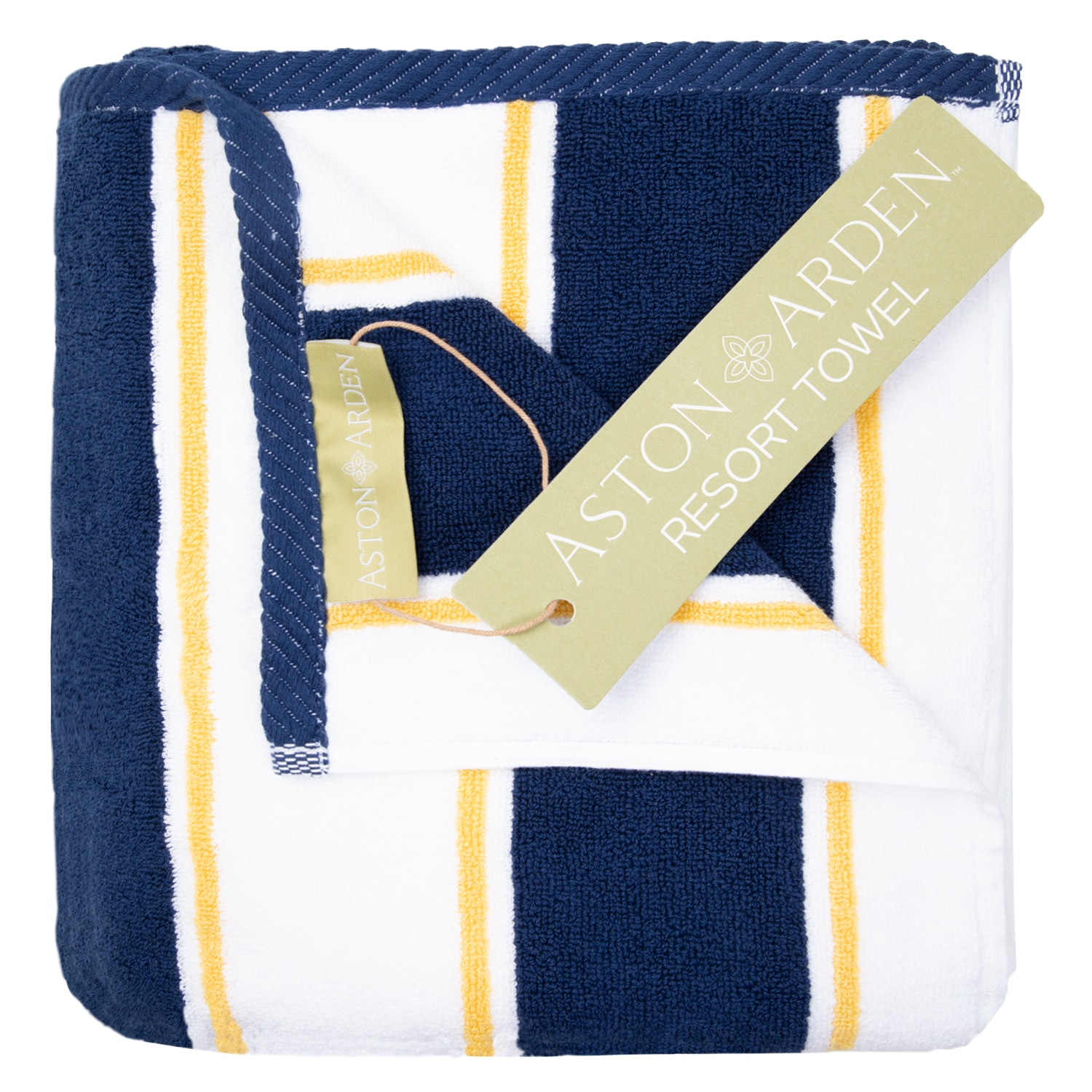 Aston & Arden Pin Stripe Resort Towel Navy/Yellow