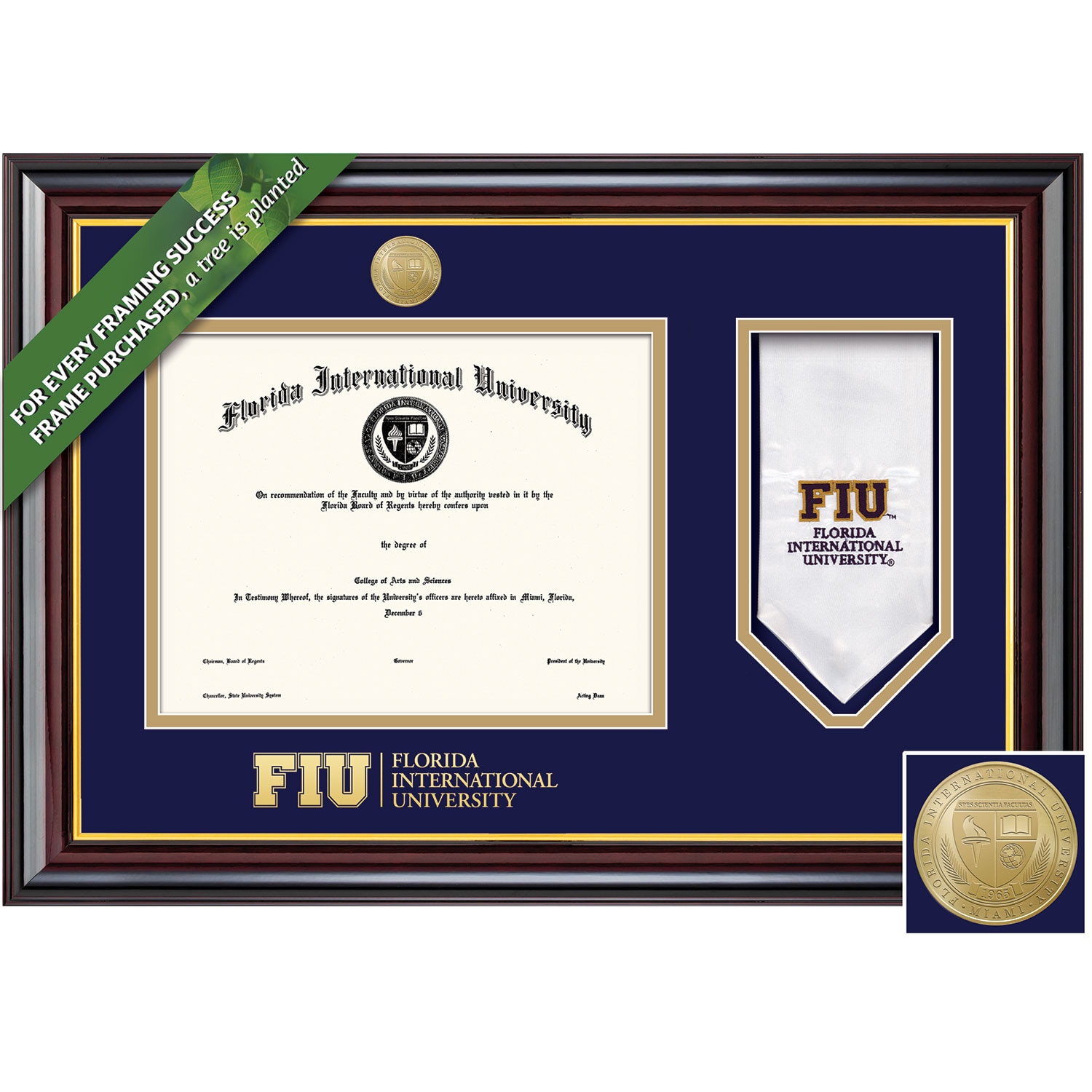 Framing Success 8.5 x 11 Windsor Gold Medallion Bachelors Diploma/Stole Frame