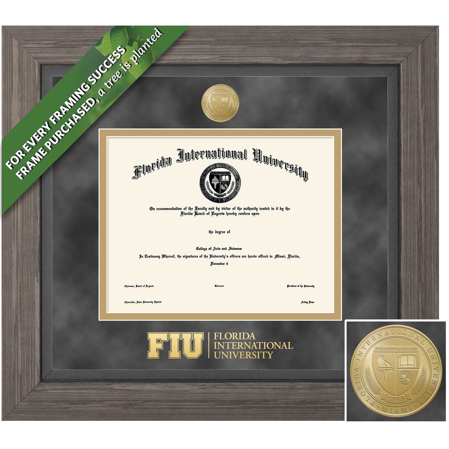 Framing Success 11 x 14 Greystone Gold Medallion Masters, Doctorate Diploma Frame