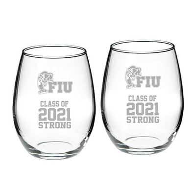 Florida International Campus Crystal 21oz Set of 2 Stemless Wine Glass