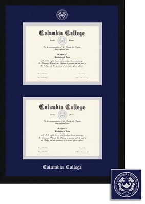 Framing Success 8.5 x 11 Spirit Silver Embossed School Seal Bachelors, Masters Double Diploma Frame
