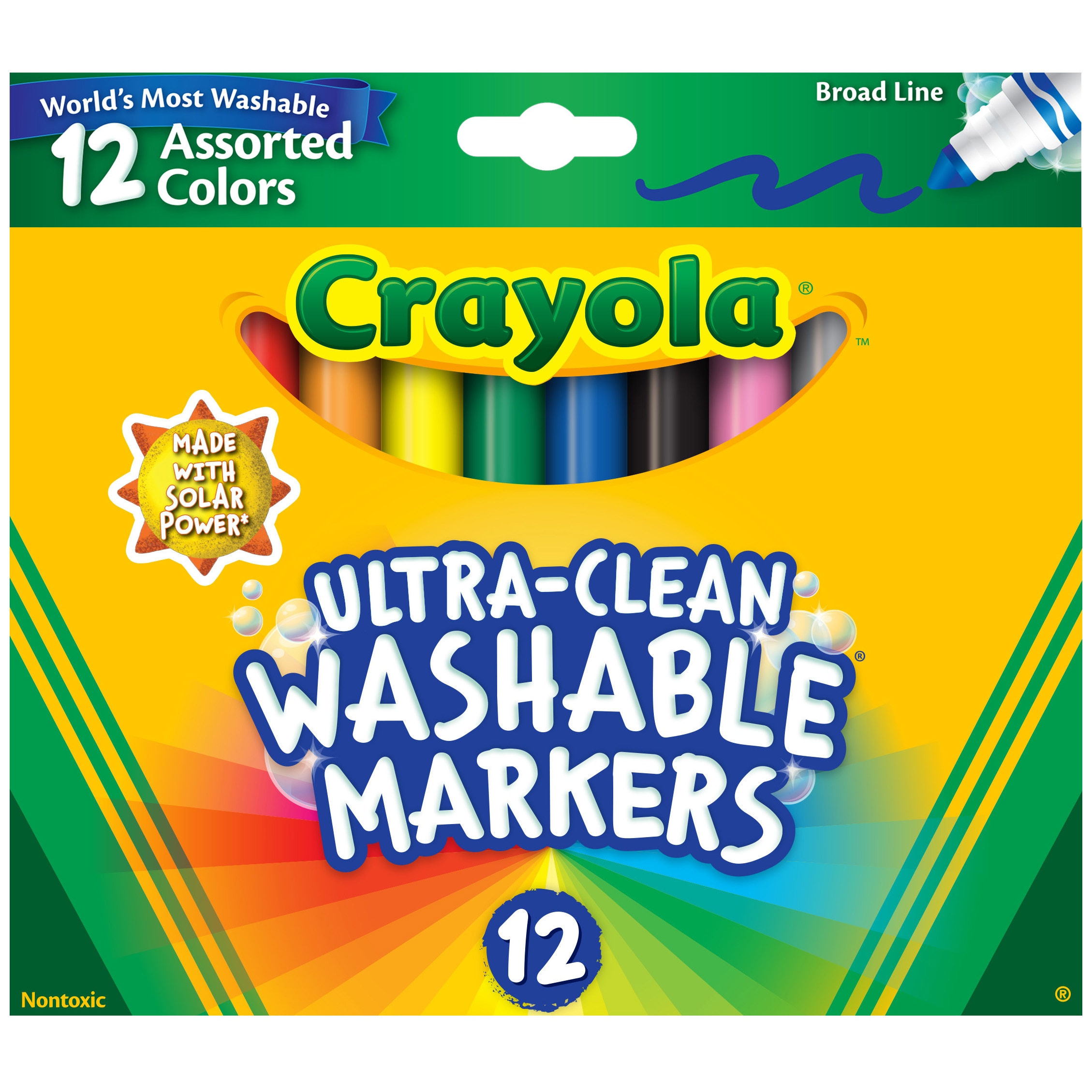 Crayola Washable Marker Set, 12-Colors, Broad