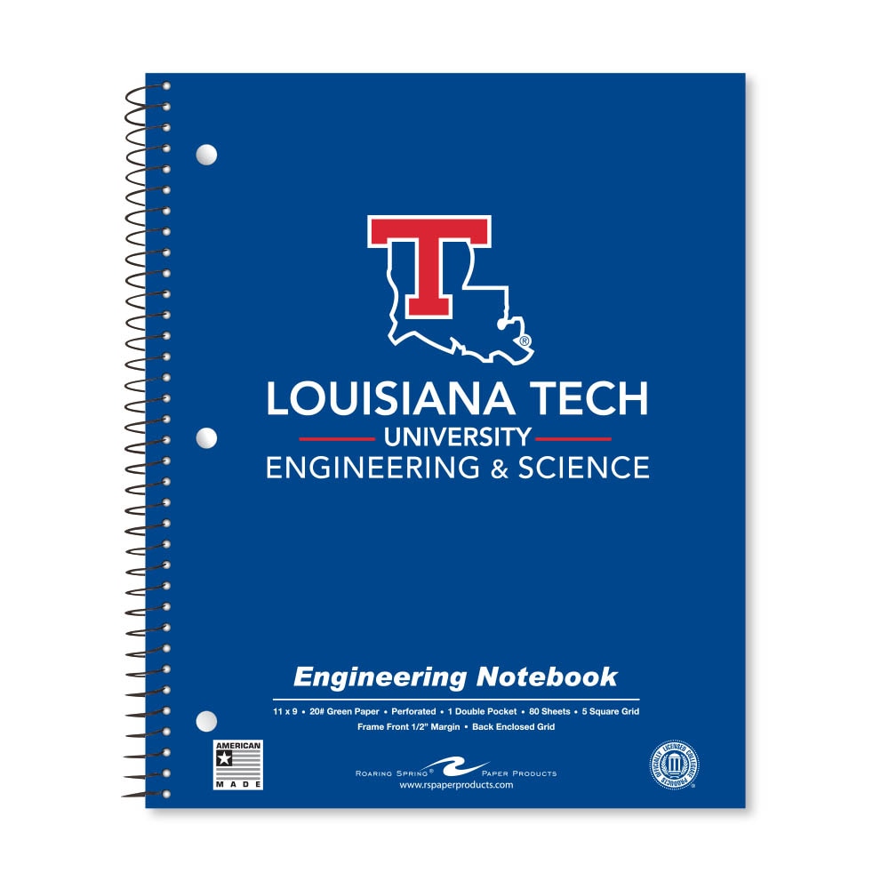 School Spirit Engineering Notebook, Green Tint 20# Paper with 1 Double Pocket