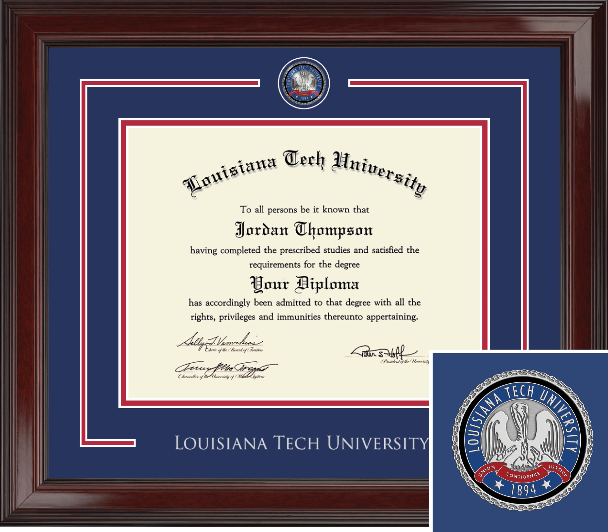 Louisiana Tech University diploma frame school campus picture degree f